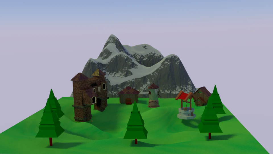 populated landscape lowpoly 3D Model .c4d .max .obj .3ds .fbx .stl .blend 