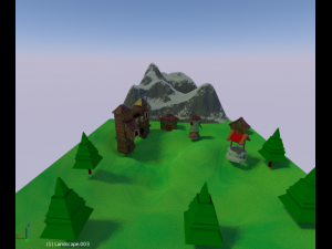 populated landscape lowpoly 3D Модель