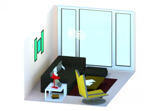 living room low-poly interior 3D Model