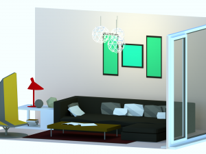 living room low-poly interior Modèle 3D