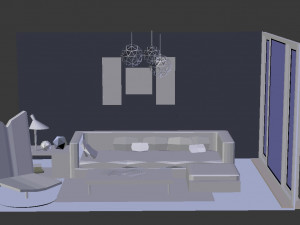 living room low-poly interior Modèle 3D