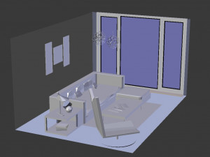 living room low-poly interior Modèle 3D