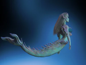 Sereia em alto poli e impress&atilde;o 3D Modelo 3D