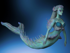 Mermaid high poly and 3d print 3D मॉडल