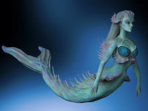 Sereia em alto poli e impress&atilde;o 3D Modelo 3D