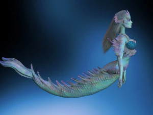 Sereia em alto poli e impress&atilde;o 3D Modelo 3D