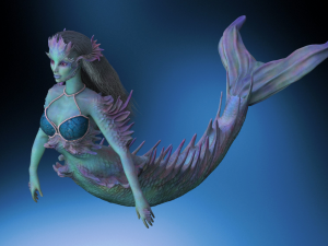 Mermaid high poly and 3d print 3D मॉडल