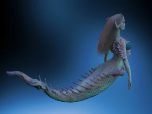 Sereia em alto poli e impress&atilde;o 3D Modelo 3D