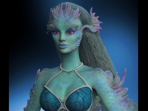 Mermaid high poly and 3d print 3D मॉडल