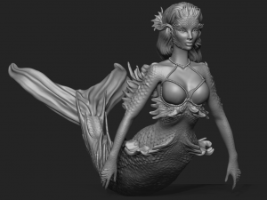 Mermaid high poly and 3d print 3D मॉडल