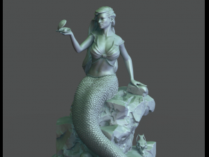 mermaid on the stone 3d print model stl 3D-printmodel