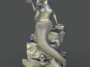sereia na pedra impress&atilde;o 3d modelo stl Modelo de Impressão 3D