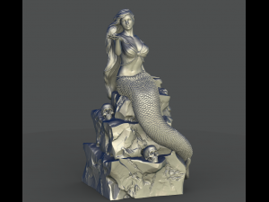 mermaid on the stone 3d print model stl 3D Принт Модель
