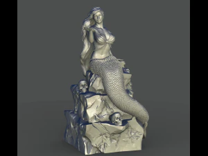 sereia na pedra impress&atilde;o 3d modelo stl Modelo de Impressão 3D
