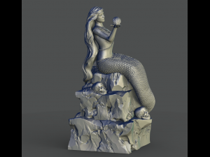mermaid on the stone 3d print model stl 3D Принт Модель