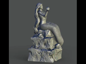 sereia na pedra impress&atilde;o 3d modelo stl Modelo de Impressão 3D