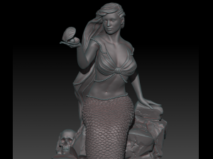 mermaid on the stone 3d print model stl 3D Принт Модель