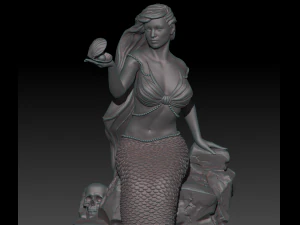 sereia na pedra impress&atilde;o 3d modelo stl Modelo de Impressão 3D