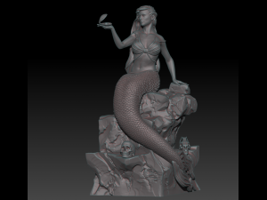 mermaid on the stone 3d print model stl 3D Принт Модель