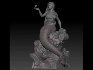 sereia na pedra impress&atilde;o 3d modelo stl Modelo de Impressão 3D