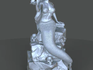sereia na pedra impress&atilde;o 3d modelo stl Modelo de Impressão 3D