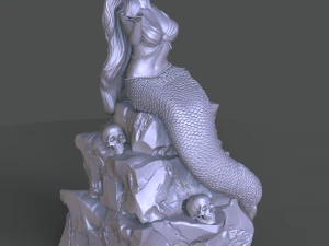 sereia na pedra impress&atilde;o 3d modelo stl Modelo de Impressão 3D