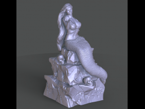 mermaid on the stone 3d print model stl 3D Принт Модель