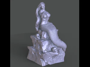 sereia na pedra impress&atilde;o 3d modelo stl Modelo de Impressão 3D