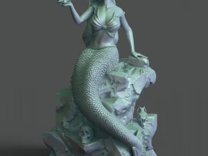 sereia na pedra impress&atilde;o 3d modelo stl Modelo de Impressão 3D
