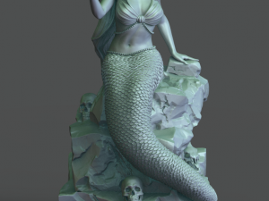 mermaid on the stone 3d print model stl 3D Принт Модель