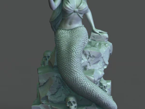 sereia na pedra impress&atilde;o 3d modelo stl Modelo de Impressão 3D