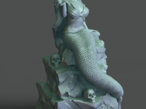 sereia na pedra impress&atilde;o 3d modelo stl Modelo de Impressão 3D