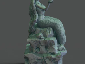 sereia na pedra impress&atilde;o 3d modelo stl Modelo de Impressão 3D