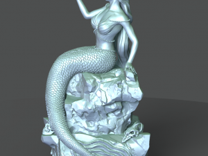 mermaid on the stone 3d print model stl 3D Принт Модель