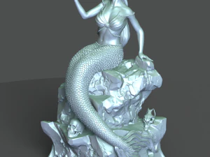 sereia na pedra impress&atilde;o 3d modelo stl Modelo de Impressão 3D