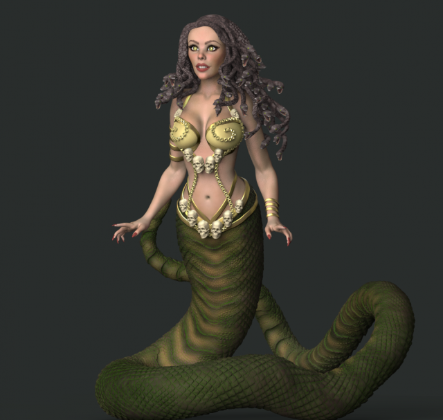 medusa gorgon high poly Model 3D .c4d .max .obj .3ds .fbx .stl .blend 