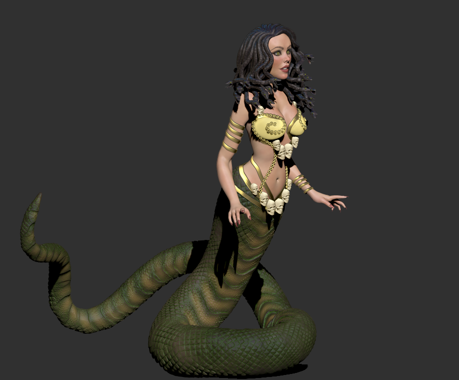 Medusa Gorgon Snake goddess Mythical Horrific Low poly Rigged by Atlant3D