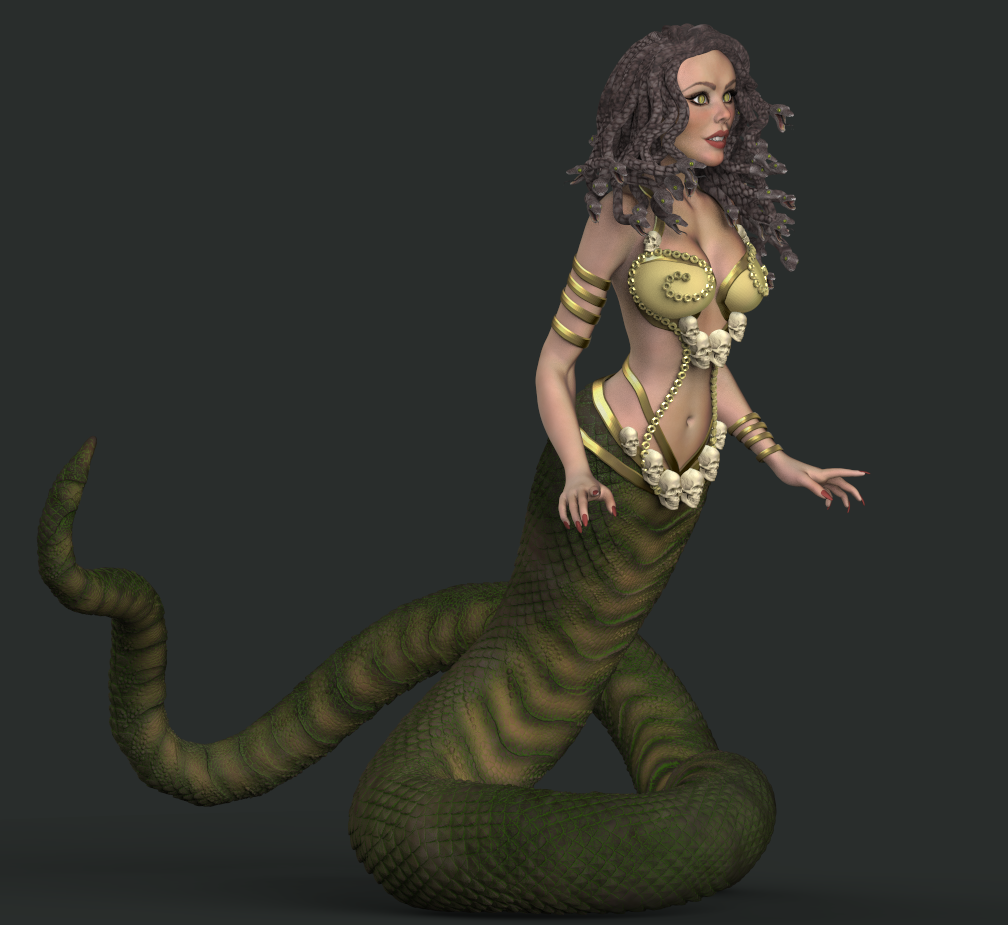 Medusa Gorgon Snake goddess Mythical Horrific Low poly Rigged by Atlant3D