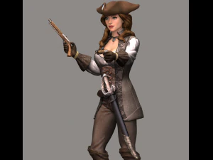 mulher pirata high poly Modelo 3D