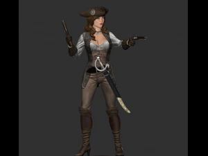 mulher pirata high poly Modelo 3D