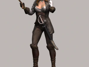 mulher pirata high poly Modelo 3D