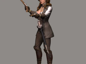 mulher pirata high poly Modelo 3D