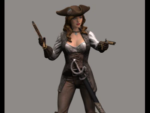 mulher pirata high poly Modelo 3D