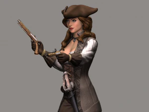 mulher pirata high poly Modelo 3D