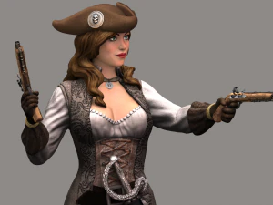mulher pirata high poly Modelo 3D