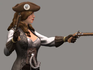 mulher pirata high poly Modelo 3D