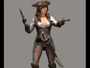 mulher pirata high poly Modelo 3D