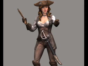mulher pirata high poly Modelo 3D