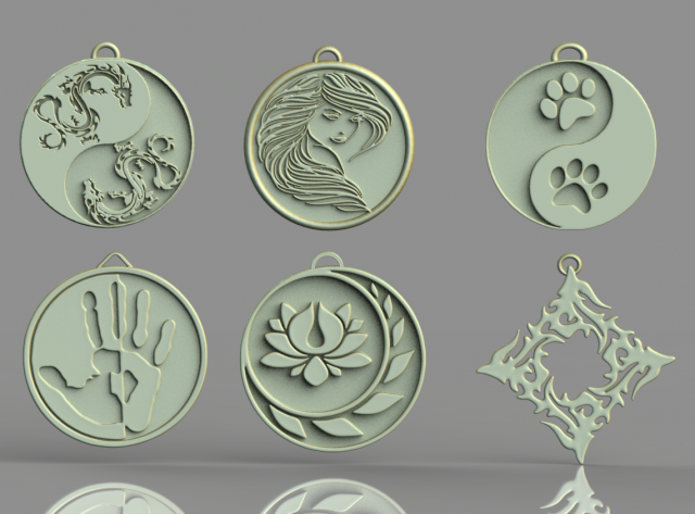 set of pendants 6 pieces stl Modelo de Impressão 3D .c4d .max .obj .3ds .fbx .stl .blend 