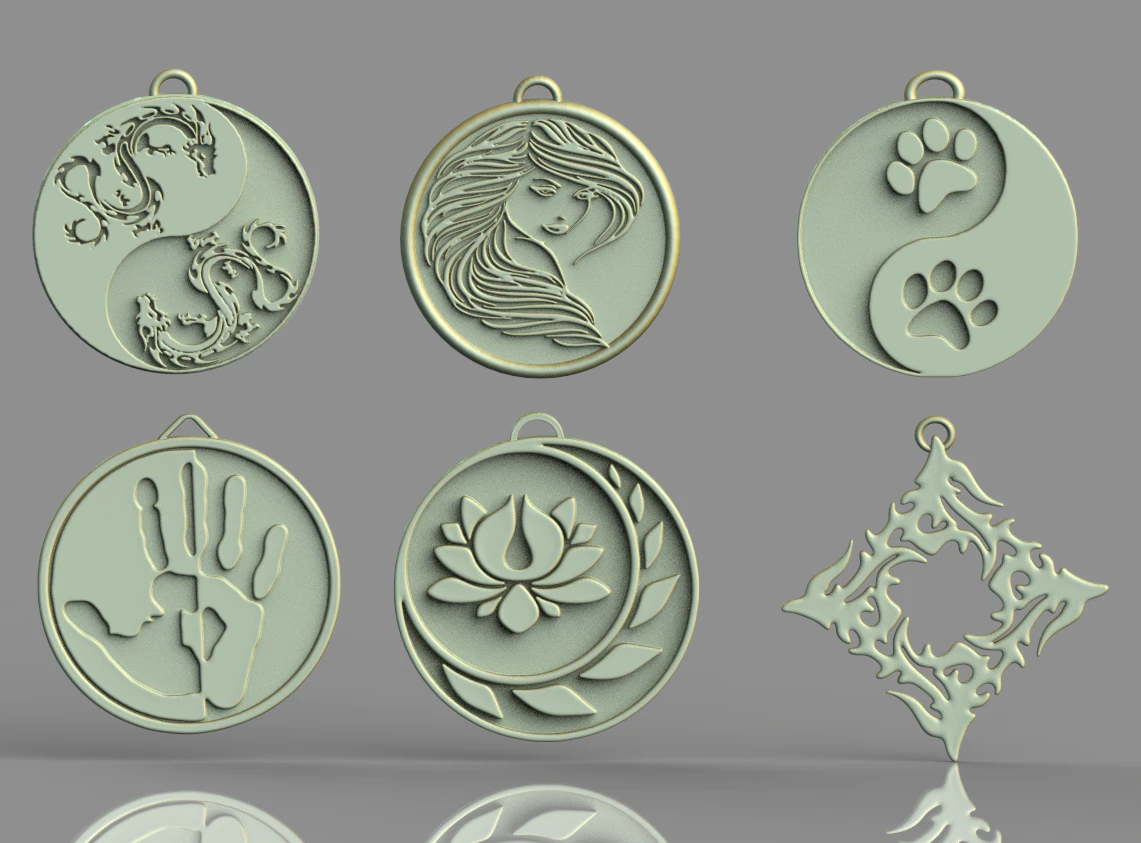 set of pendants 6 pieces stl 3D Print Model .c4d .max .obj .3ds .fbx .stl .blend 